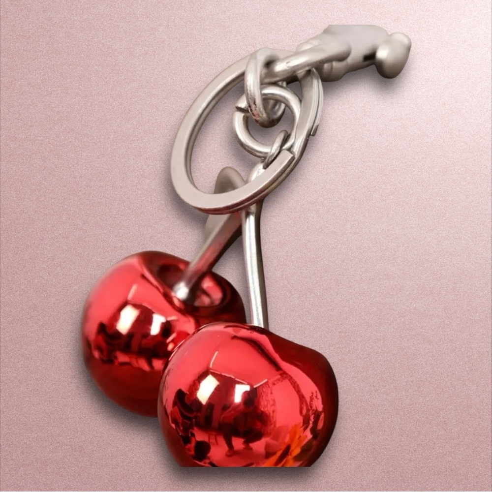 Cherry Keychain Accessory NWT - Red and Silver - Picture 3 of 5